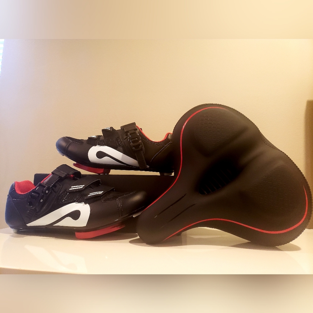 Bundle Deal! Pelton Cycling Shoes-Sz 40 with Compatible Peloton Seat Replacement